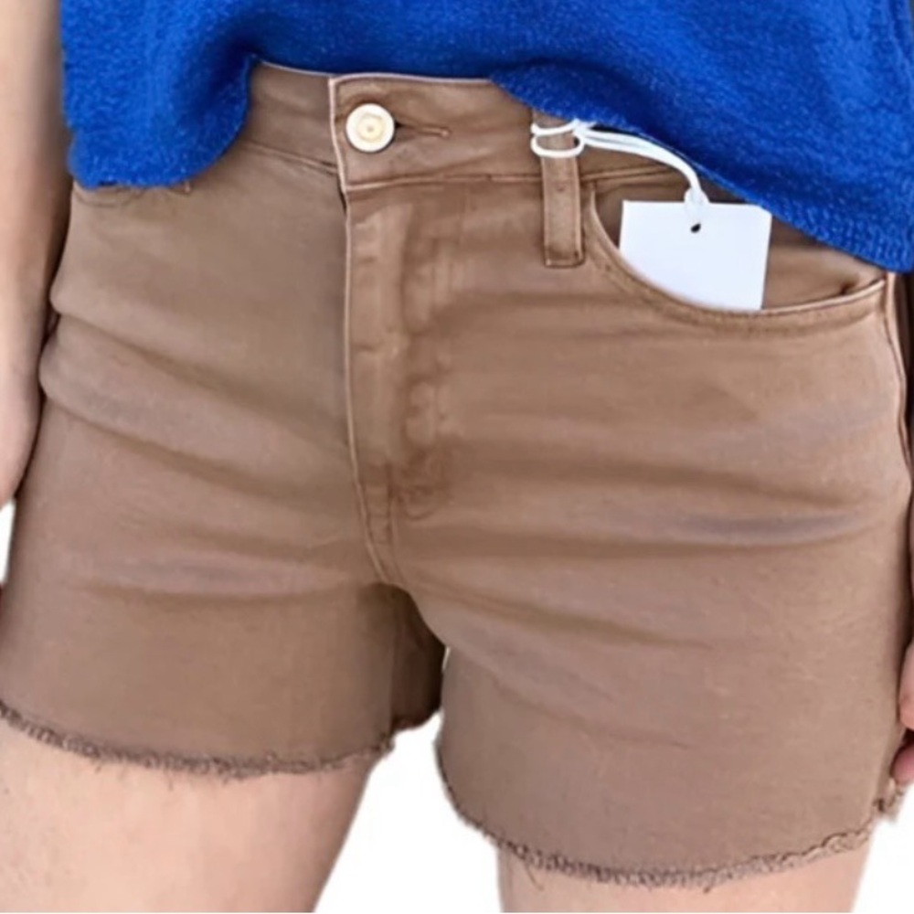 Taupe raw hemmed shorts